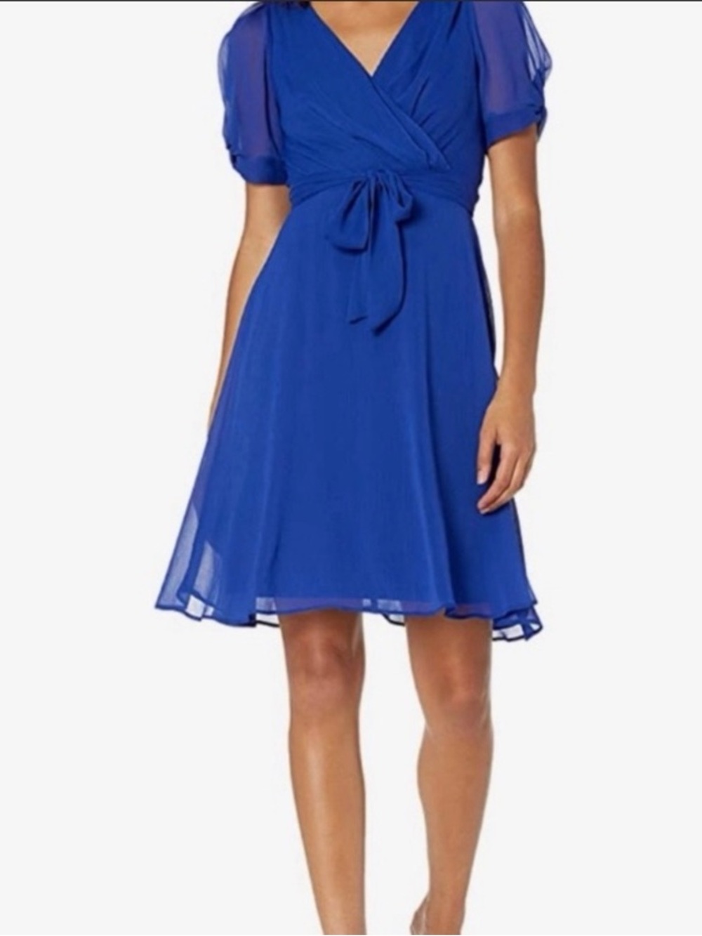 DKNY Chiffon Wrap Dress in Royal Blue